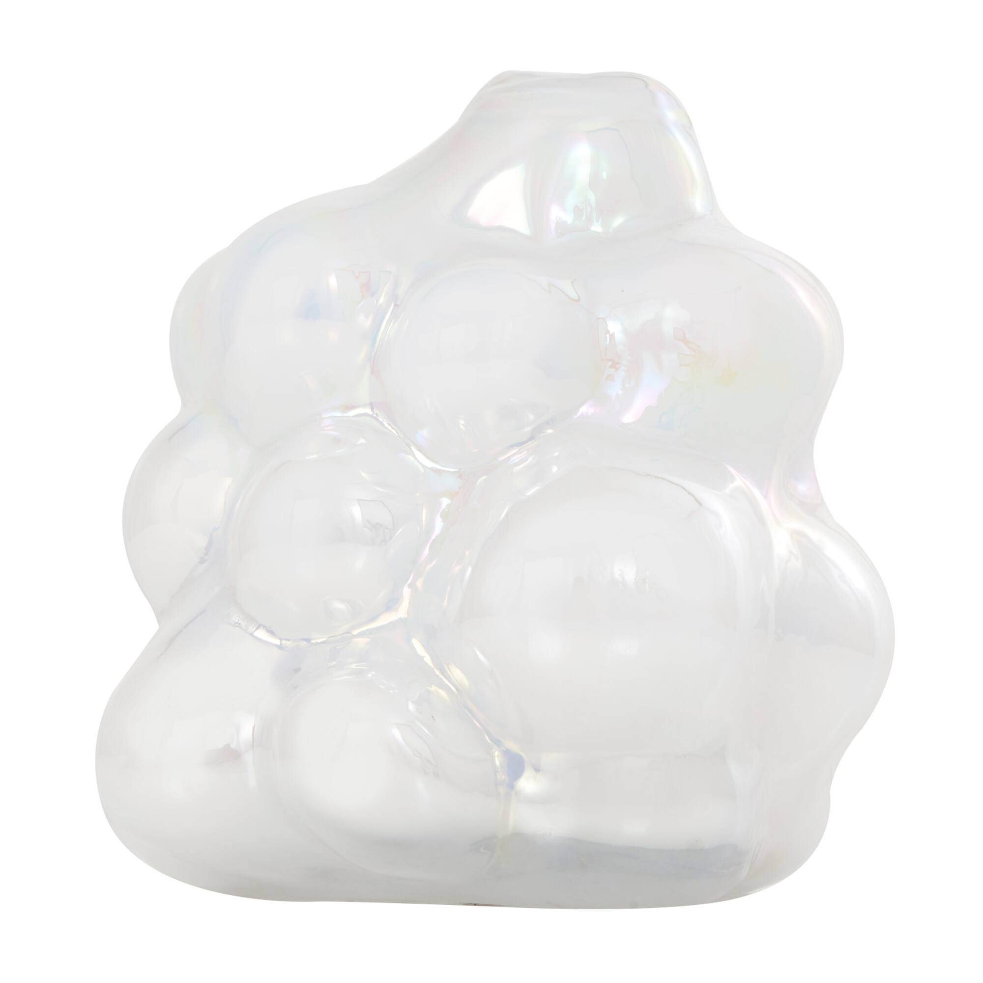 8" Clear Abstract Handmade Bubble Glass Vase